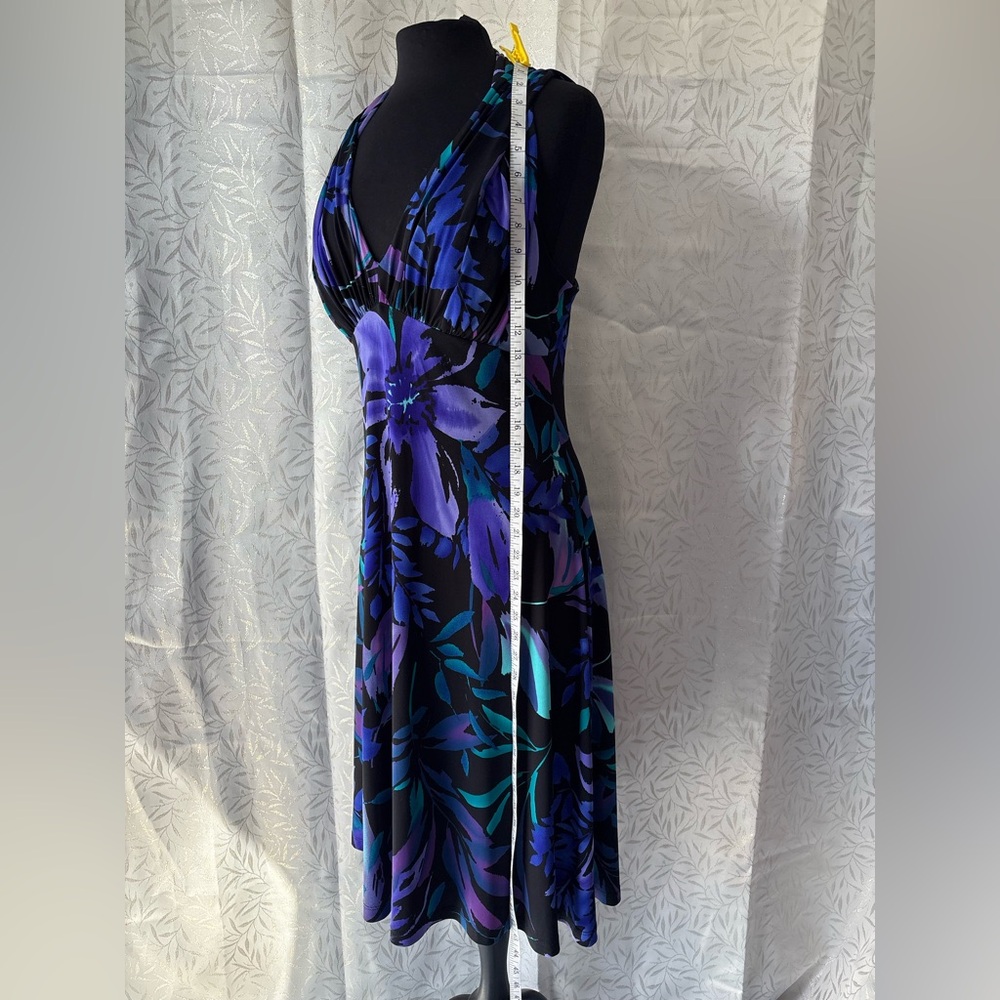 Connected Apparel Black Purple and Blue Floral Dress - Picture 5 of 11